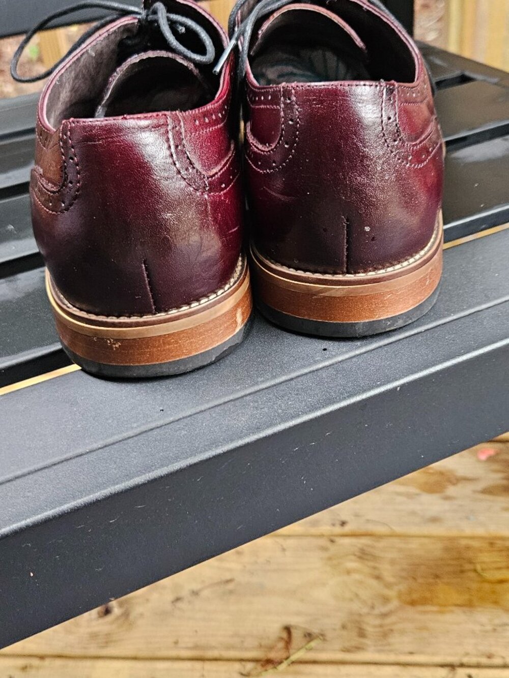 STACY ADAMS Men’s Dunbar Wing Tip Oxford Burgundy Shoe Sz 13M - Picture 5 of 6